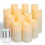 Metaku Flameless Flickering Candles Battery Operated LED Candles Set of 12 Ivory Candles with Remote & Timer for Halloween, Christmas, Bedroom, Home, Wedding, Birthday Decoration D2.2'' x H4''5''6''7"