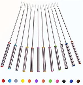 Fondue Forks Set, 12 Color Coding Stainless Steel Meat Forks with Heat Resistant Handle, Length 9.5 inch