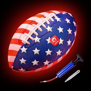 QPAU Glow in The Dark Football, Light Up Youth Football with Pump & Batteries, Outdoor Toys & Games for Boys Girls, Beach Ball Sports Gift for for Kids Ages（1 Pack，9 Inches）