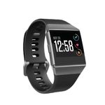 AIUNIT Compatible Fit bit Ionic Band for Men Women Teens Kids Black Large with Smoke Gray Buckle, Strap Sport Accessory Wristband for Fit bit Ionic Smart Watch