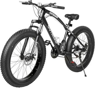 Betterland 26 Inch Bicycle Wheels, Fat Tire Mountain Bike, 21-Speed with Dual Front Suspension, High Carbon Steel Frame with Double Disc Brake and Anti-Slip Bicycle for Adults (FT-Black)