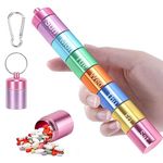 Pill Organiser, Aluminium Alloy Pill Box 7 Day 1 Times a Day, Waterproof Tablet, Medication Organizer, Carabiner, Portable Medication Holder, Small Objects Case for Outdoor Travel Camping (Colourful)