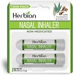 Herbion Naturals Nasal Inhaler: Natural Relief for Nasal Congestion & Sinus Pressure; Non-Medicated Sticks with Essential Oils, Menthol, Eucalyptus, Clove, Soothing Vapor, for Easy Breathing; 2-Pack