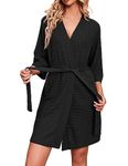 Ekouaer Womens Soft Waffle Bathrobes Robe Short Maternity Robe Comfy Sleepwear, X-Large