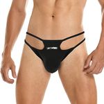 SKYSPER Men's Jock Strap Athletic Supporter For Men Sexy Jockstrap Male Underwear, SG53-Black, Large