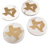 India Handicrafts 71045 White and Gold Foil Texas 4 x 4 Marble Table Top Drink Coaster Set of 4