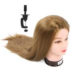 Hairdressing Head, Mannequin Head Practice Manikin Cosmetology Doll Hairstyling Training Head with Hair For Weaving Curling Cutting With Bag Of Bracket Accessory