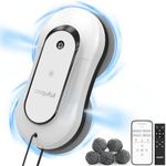 AOQUFUL Intelligent Window Cleaning Robot, Electric Glass Cleaner with Dual Water Spray, Automatic Window Vacuum with Remote Control and App, for Indoor and Outdoor Windows and Glass,12 Cloths, White