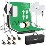 EMART 8.5 x 10 ft Backdrop Support System, Photography Video Studio Lighting Kit Umbrella Softbox Set Continuous Lighting for Photo Studio Product, Portrait and Video Shooting Photography