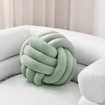 Sioloc Soft Knot Ball Pillows,Round Throw Pillow Cushion Home Decoration Plush Pillow,Throw Knotted Pillow Handmade Round Plush Pillow（7.8inches,Green）