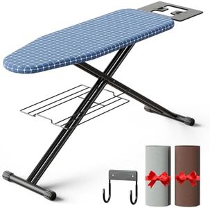 YIERYA Ironing Board with Iron Rest,Foldable Iron Board Reinforced Steel Legs,Adjustable Height Hanger Iron Board with 3 Heat Resistant Cover,51 x 13