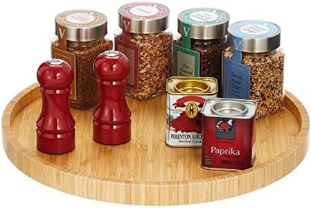 mDesign Lazy Susan Turntable Bamboo Spinner for Kitchen Cabinet, Pantry, Fridge, Cupboards, or Counter, Fully Rotating Organizer for Food, Spices, or Condiments, 15" Round, Echo Collection, Natural