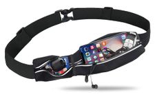 Slim Running Belt Fanny Pack for Women Men, Runners Phone Holder Gift Jogging Pouch Workout Waist Belt, Money Belt Running Gear Accessories – For All Cell Phones, Black, One Size, Running Money Belt