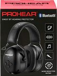 PROHEAR 037 Wireless Bluetooth Ear Defenders, Rechargeable Hands-Free Calling Headset, Safety Earmuffs for Lawn Mowing, Hearing Protector for Woodworking, Carpenter, Gardener(Black)