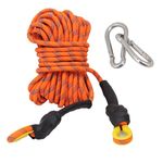 Fit Fusion® Kernmantle, Climbing Rope with Hook, 10 MM Dynamic Hiking, Rescue and Parachute, Rappelling Rope, Mountaineering, Tensile Force Upto - 20 KN (10Meter) (Orange)