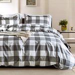 Argstar 2 Pcs Twin Duvet Covers, Buffalo Checked Bedding Set, Black Gray White Plaid Down Comforter Cover, Modern Style Quilt Cover, 100% Ultra Microfiber, 1 Duvet Cover and 1 Pillow Sham