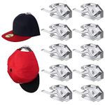 EACHPT Adhesive Hat Hooks,10Pcs Hat Rack for Wall, Adhesive Hat Holder Cap Hook, Minimalist Hat Display Rack Hat Organizer Wall Mounted, Baseball Cap Rack Hooks Strong Hold