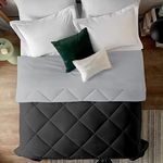 EDMUND - AC Blanket | Quilt | Rajai AC Reversible Comforter for Double Bed Comforter (90" x 100") Inches - AC Duvet 200 GSM Comforter | Black & Ash Grey