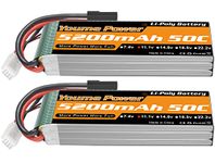 Youme 3S Battery Lipo,2 Packs 11.1V Lipo Battery 5200mAh with Tr Plug for Traxxas RC Car/Truck, Boat,Drone,Buggy,Truggy,RC Helicopter, RC Airplane,UAV, FPV (Short)