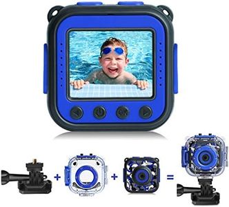 [Upgraded] PROGRACE Kids Waterproof Camera Action Video Digital Camera 1080 HD Camcorder for Boys Toys Gifts Build-in Game(Blue)