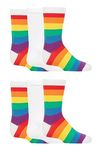 SockShop Kids Bamboo School Socks - Boys Girls Plain Striped Breathable, Soft, Cooling Socks Comfort Cuff Smooth Toe Seams 6 Pairs White Rainbow 12.5-3.5 Kids (8-12 Years)