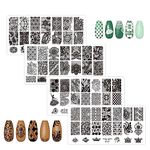 NICENEEDED 4 PCS Lace Nail Art Stamping Plates, Nail Stamper Stencils Reusable, Geometry Pattern Print Manicure Templates for Women and Girls Diy Printing Tools