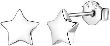 Sterling Silver Star Stud Earrings for Women Cute Small Everyday Tiny Earring Studs for Wife