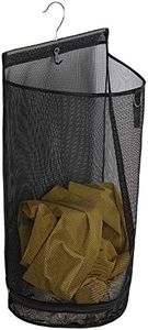 ALYER Hanging Semi Round Storage Mesh Bag,Collapsible Laundry Hamper Basket with Durable Hanger (Black)