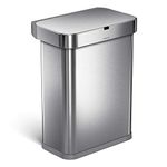 simplehuman ST2031 58L Rectangular Sensor Kitchen Bin with Voice and Motion Control, Automatic, Liner Pocket, Fingerprint-Proof, Brushed Stainless Steel