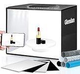 Glendan Mini Photo Studio Light Box, 14" x 10" Photo Shooting Tent kit, Portable Foldable Light Box Photography with 112pcs LED Light, 6 Color PVC Backgrounds, 4 Reflection Boards for Small Items