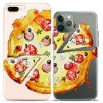 Cavka Matching Couple Cases Compatible for iPhone 14 13 Pro Max 12 Mini 11 Xs 6s 8 Plus 7 Xr 10 SE 5 Clear Pizza Soulmate Present BFF Silicone Cover Slice Food Cute Boyfriend Cool