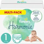 Pampers Baby Nappies Size 1 (2-5 kg / 4-11 lbs), Harmonie, 102 Nappies, SAVING PACK, Baby Essentials For Newborn, Packaging May Vary