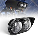 Dual LED Headlight for 2004~2013 Harley Davidson Road Glide Motocycle Projector Day Maker Replacement(Black)