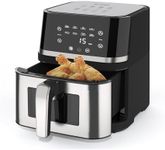 AboveMoon Stainless Steel 8Qt Large Digital Air Fryer with Window for Kitchen Use,Nonstick Made,Touchscreen Display,400F,Kitchen Appliances,NonStick Basket,Black airfryer