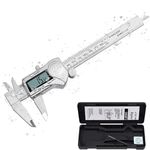 eSynic Waterproof 150mm 6Inch Digital Vernier Caliper IP54 Electronic Stainless Steel Vernier Caliper With LCD Screen Support Fractions Inch Metric Conversion