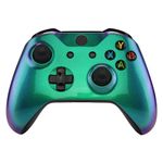 eXtremeRate Green and Purple Chameleon Faceplate Cover, Front Housing Shell Case Replacement Kit for Xbox One X & One S Controller (Model 1708)