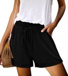 Angerella Black High Waisted Shorts Women Comfy Drawstring Casual Elastic Waist Pure Color Shorts Summer Beach Lightweight Short Pants S