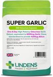 Lindens Super Garlic, 365 Odourless Capsules - High Strength 6000mg (4200mcg Allicin) - Contributes to Normal Muscle Function, Heart and Immune Health - UK Made, Letterbox Friendly