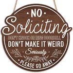 CHDITB Rustic No Soliciting Door Signs for Home,Funny No Solicitors Sign Hanging Decorations(12X12inch) Do not Knock or Ring Doorbell Wooden Signs for Home,House,Front Door Décor