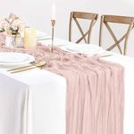 Dusty Pink Cheesecloth Table Runner, 10ft Gauze Table Runner Boho Rustic Cheese Cloths Table Runner for Wedding Bridal Shower Thanksgiving Christmas Summer Boho Table Decoration