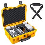 Lykus Titan MM410 Waterproof Hard Case for DJI Mini 4 Pro/Mini 3/Pro and RC2/RC/RC-N2/N1, Yellow with Shoulder Strap, Support 7 Batteries and RC Lanyard [CASE ONLY]