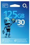 O2 SIM Card UK & Europe Prepaid PAYG with 125GB data, unlimited minutes & text bundle for 30 days - worth £30