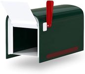 Mailbox - Duraline for Outside Post Mount - Heavy Duty Modern Mailbox with Reflective Strip and 2-Way Flag – Large Capacity Vandal-Proof Plastic Mailbox – Easy Post Mounting – Modern Colors