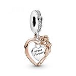 Pandora Heart & Rose Flower Dangle Charm 789290C01