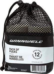 Winnwell Goalie Training Pucks - White 6oz Training Puck with Mesh Carrying Bag | Official Size & Weight| Great for Goaltenders & Training Drills (White 12 Pack)