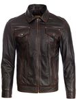 Aviatrix Men's Super-Soft Real Leather Classic Harrington Fashion Jacket (AGQ5) , Black/Red Stitching, 5XL / Chest=52 inches