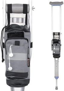 Crutch Bag Lightweight Crutch Accessories Storage Pouch with Reflective Strap and Front Zipper Pocket for Universal Crutch Bag to Keep Item Safety (Light Gray)