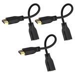 LEENUE HDMI Extension Cable, 4K 18cm High-Speed HDMI Male to Female Cable, Short HDMI Extender, Supports 4K@60Hz, 3D, UHD, 2160p, Compatible with Fire TV Stick, PS5, PS4, HDTV, Monitor, 3 Pack