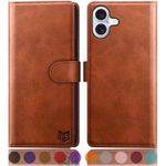 SUANPOT compatible with iPhone 16 Plus 6.7" case with [Credit Card Holder][RFID Blocking],PU Leather Flip Book Protective Cover Women Men for Apple 16 Plus Phone case Light Brown