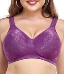 wirarpa Women's Wirefree Bra Non Padded Full Coverage Support Minimizer Plus Size Bralette Purple 36B 1 Pack